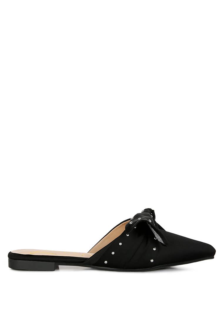 Studded Bow Flat Mules