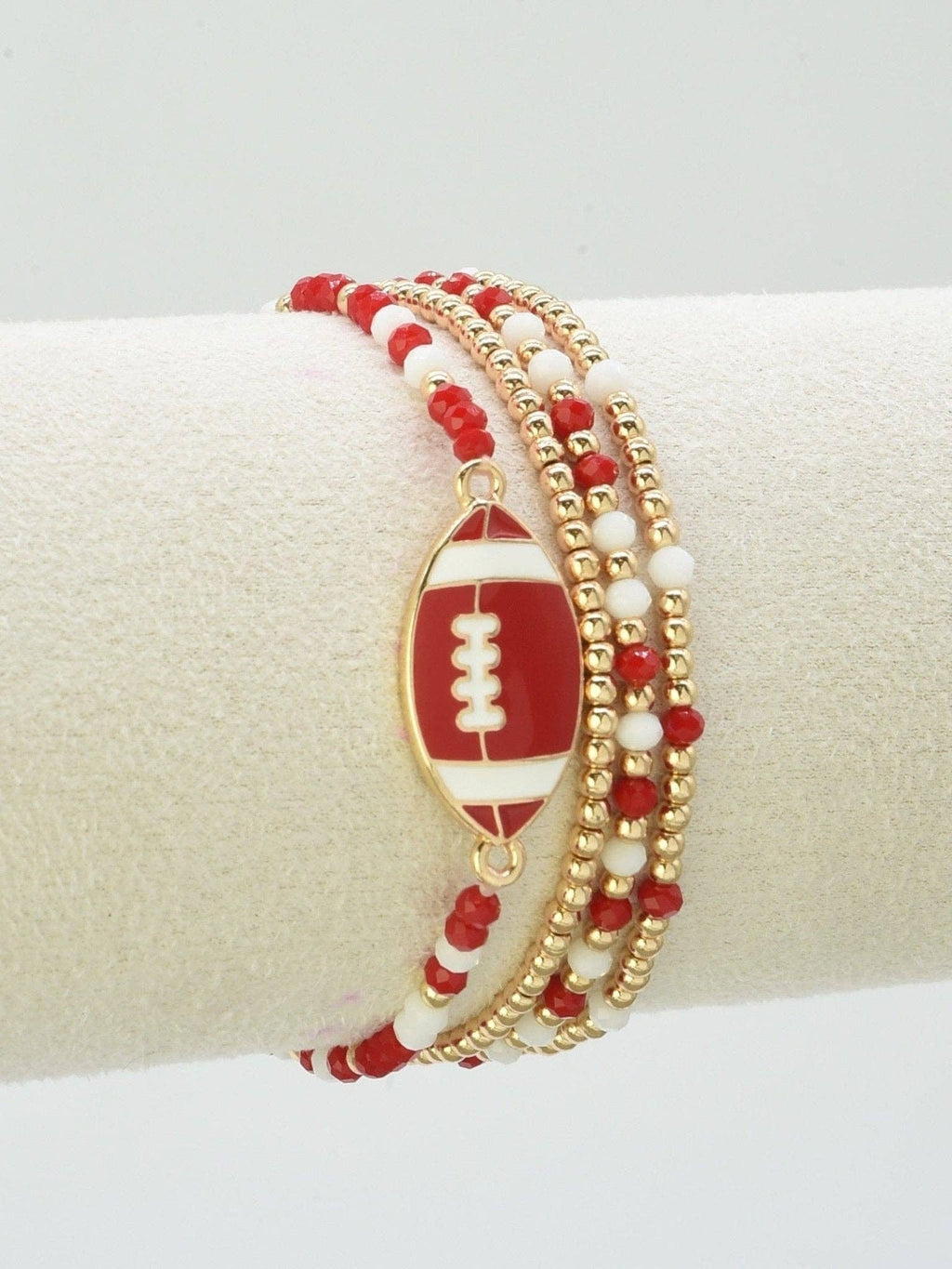 Gameday Beaded Football Stretch Bracelet Set