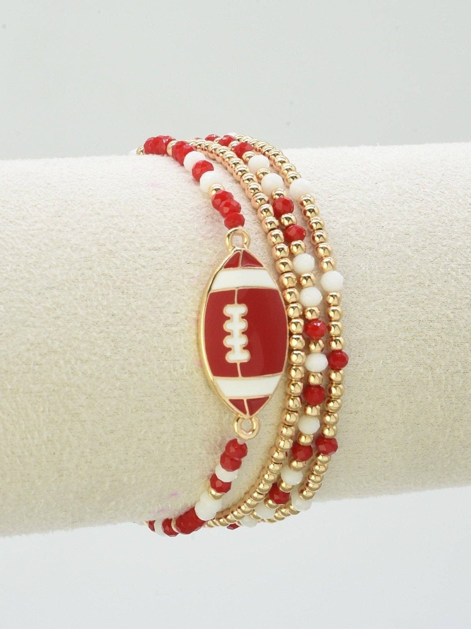 Gameday Beaded Football Stretch Bracelet Set