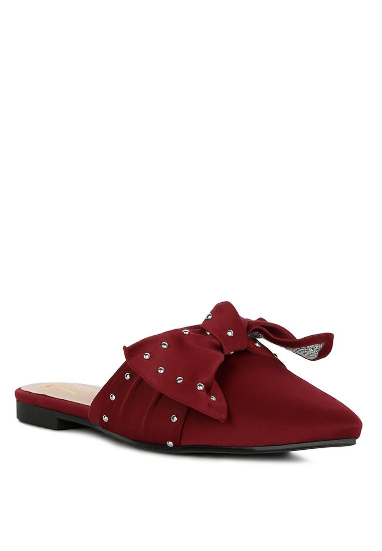 Studded Bow Flat Mules