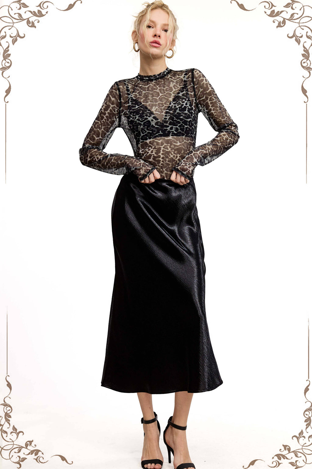 Silhouette Satin Skirt Midi