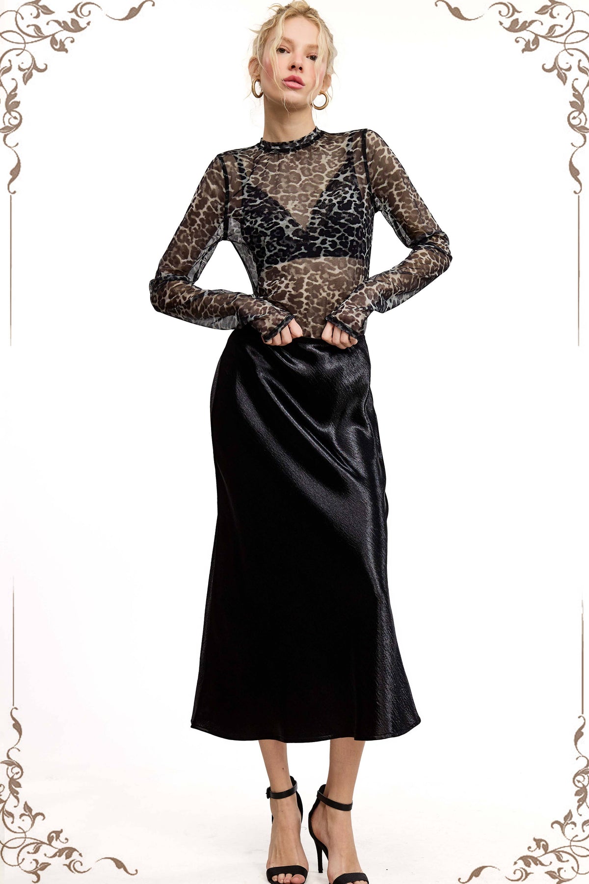 Silhouette Satin Skirt Midi