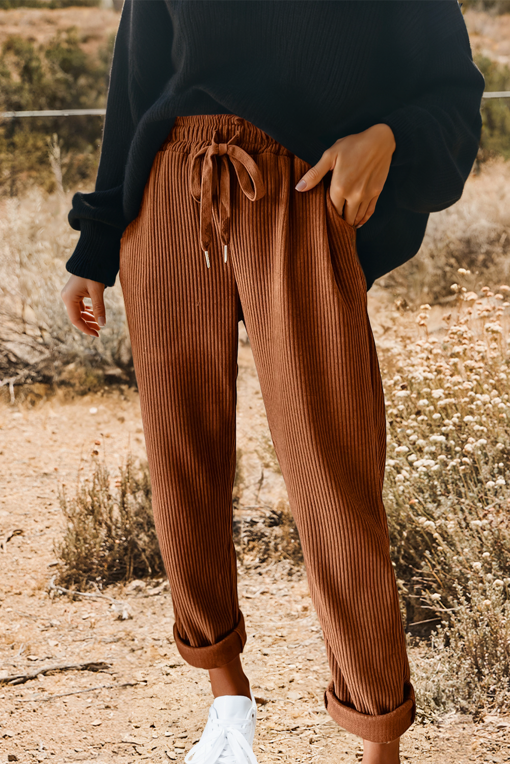 Drawstring Casual Corduroy Pants