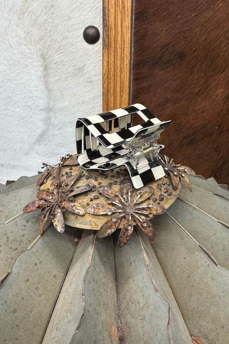Mini Checked Funky Black Clip