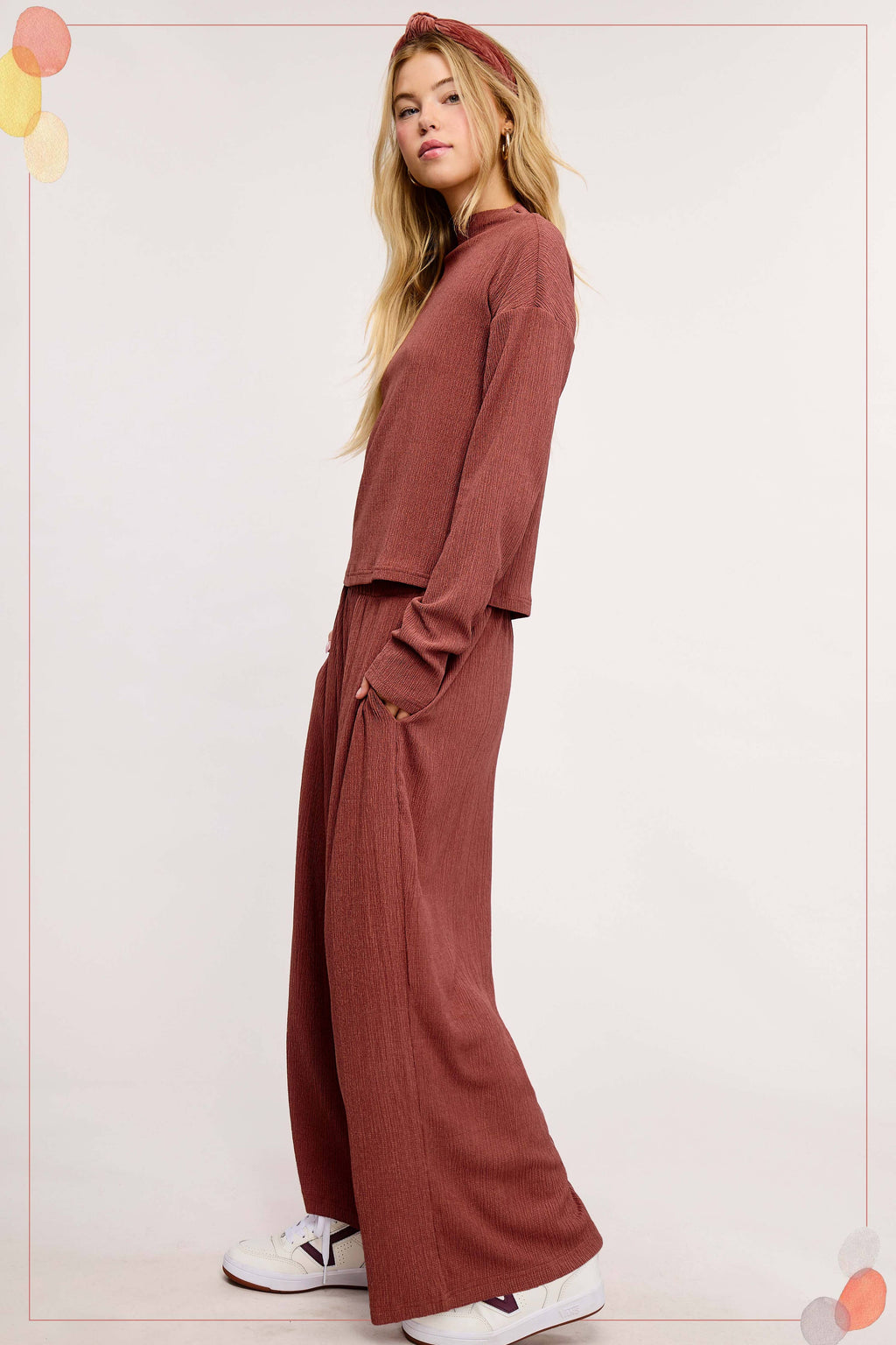 Stretchy Crinkled Fabric Relaxed Fit Set
