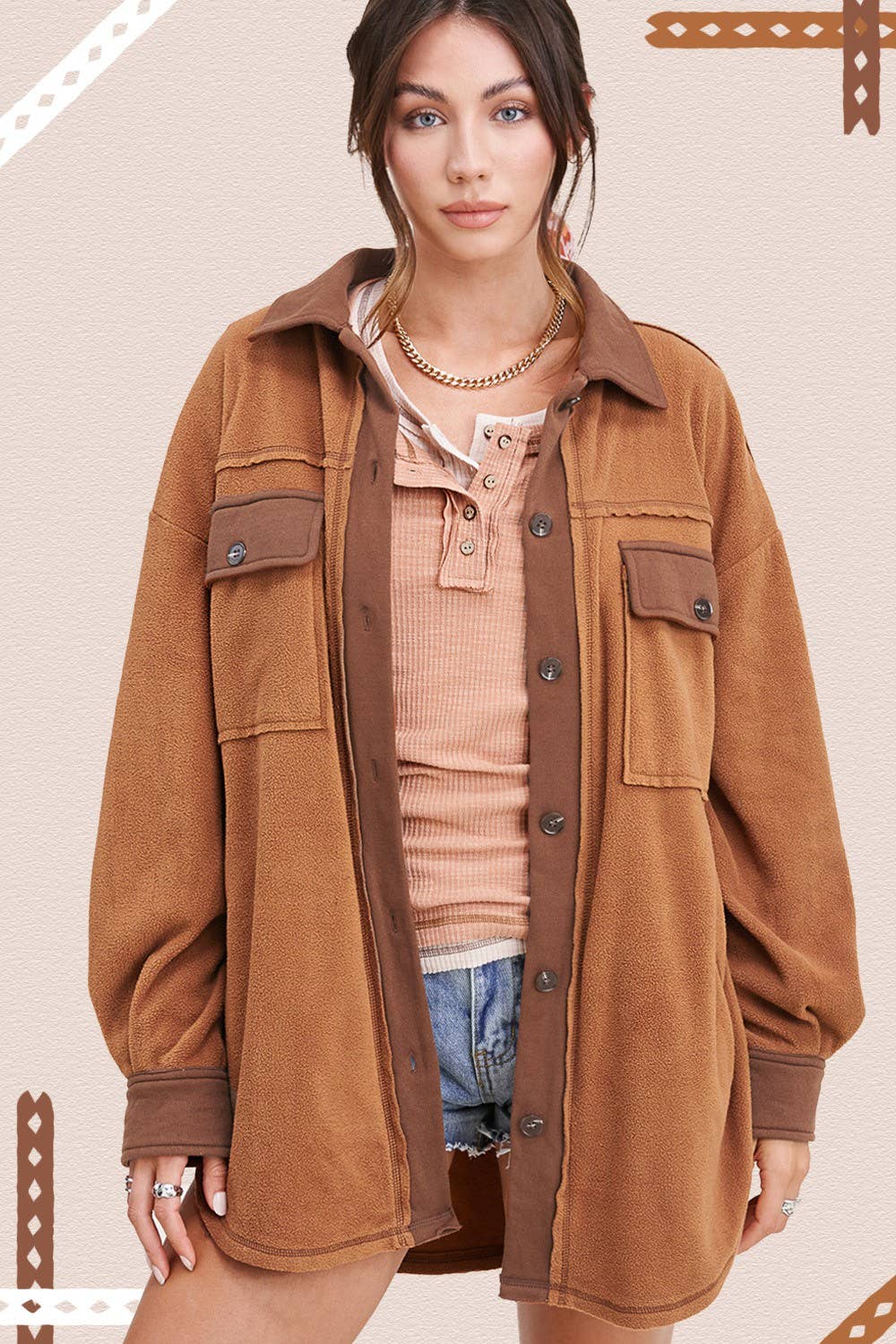 Soft Button Down Long Sleeve Fleece Jacket