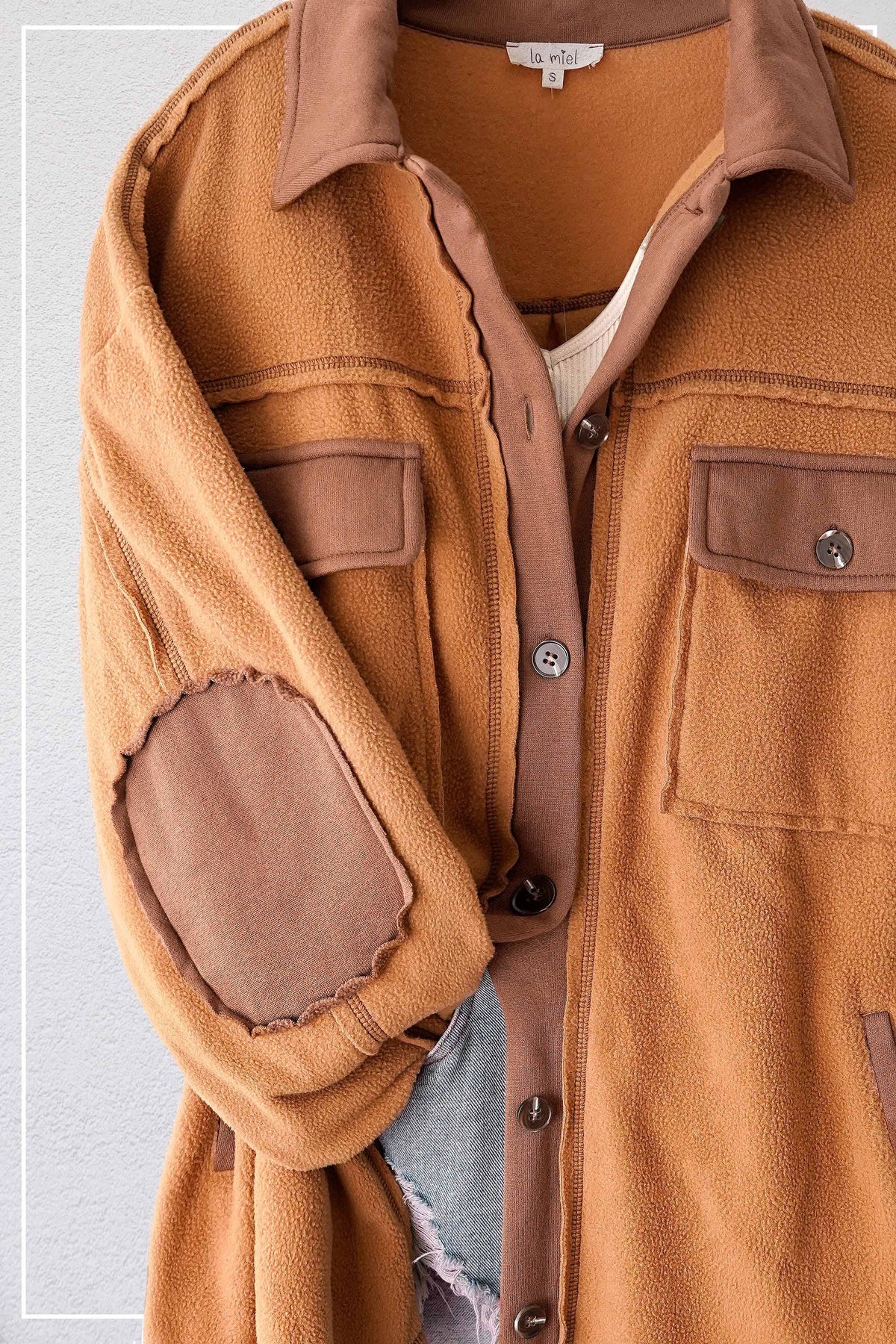 Soft Button Down Long Sleeve Fleece Jacket