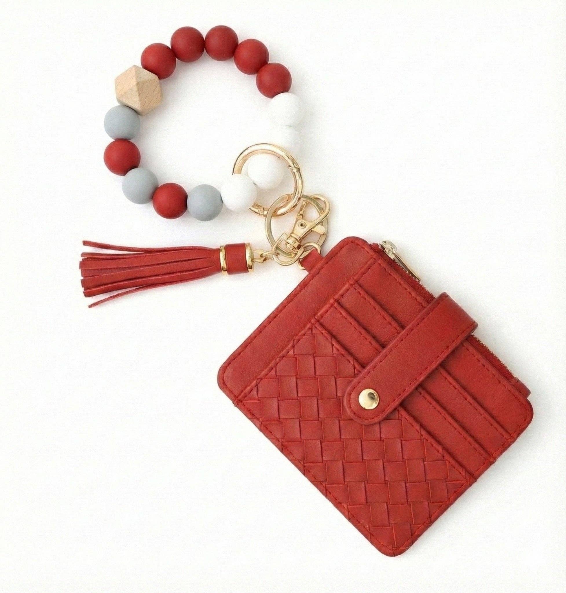Quilted Nina Beaded Keychain Wallet
