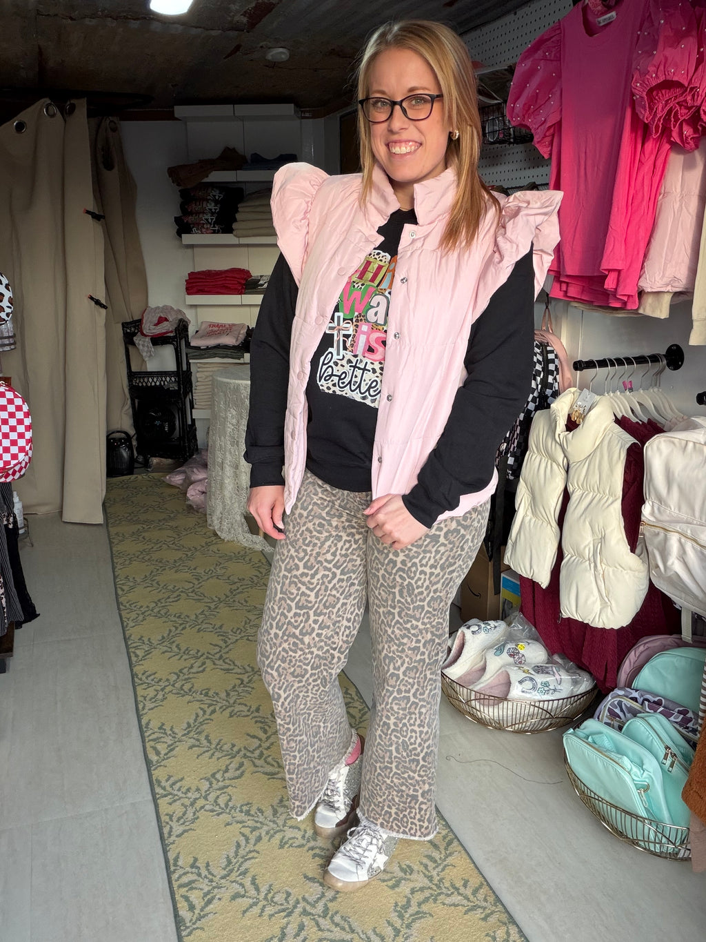 Pink Flutter Puffer Vest