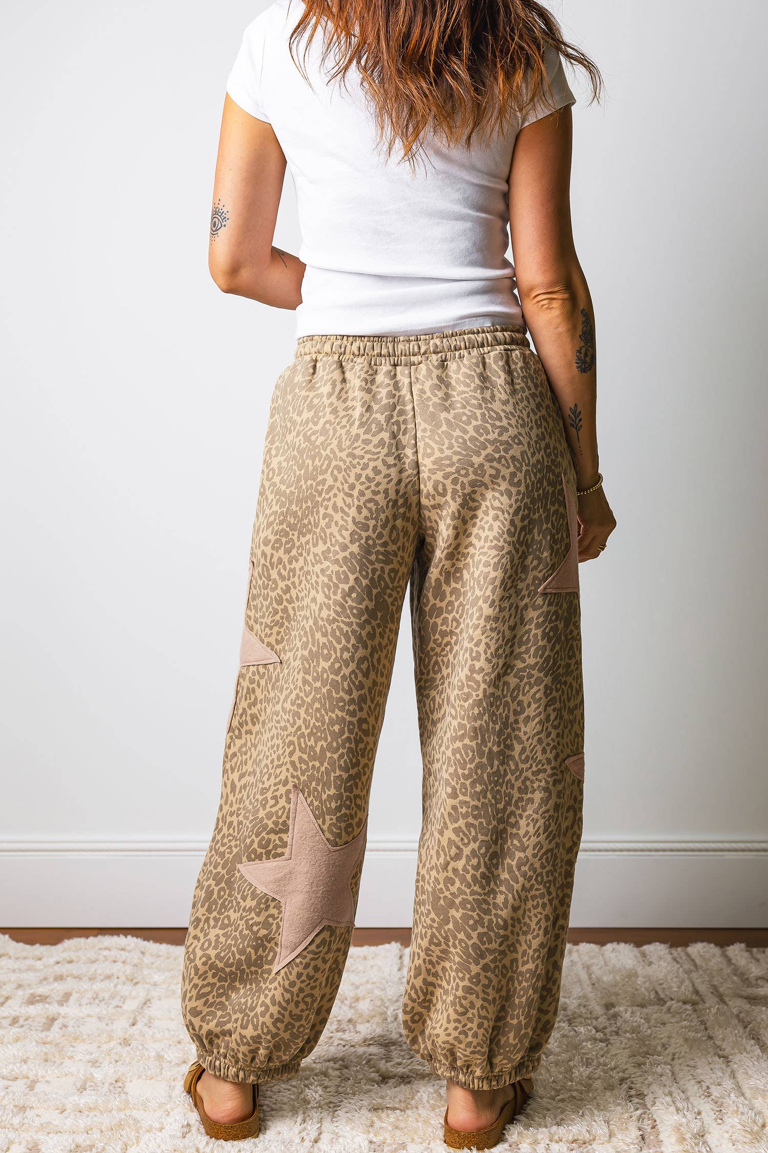 Leopard Star Patch Jogger Pants