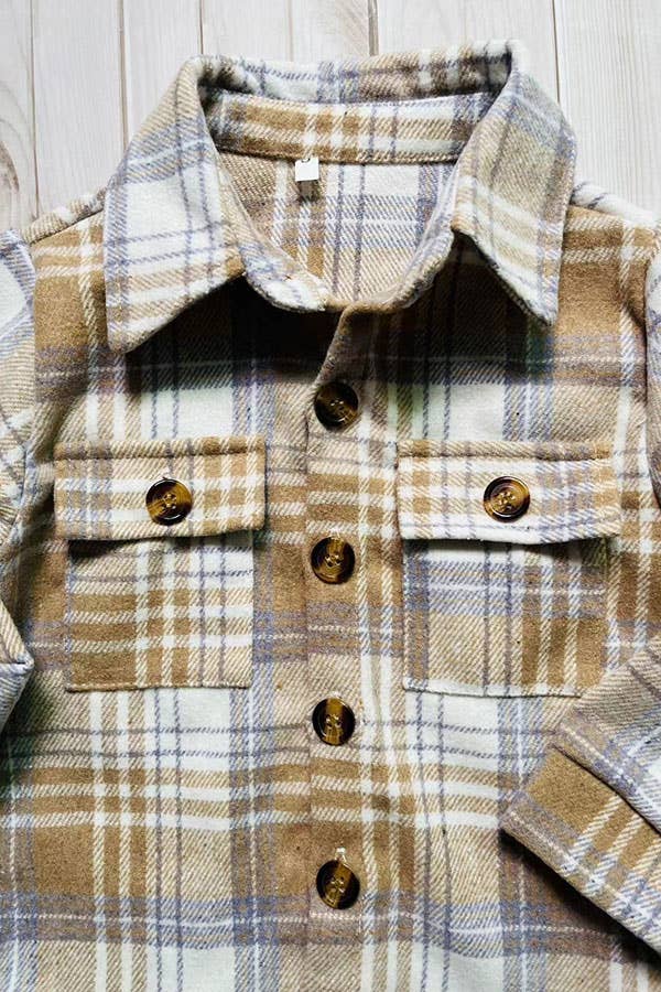 Brown plaid Flannel-kids
