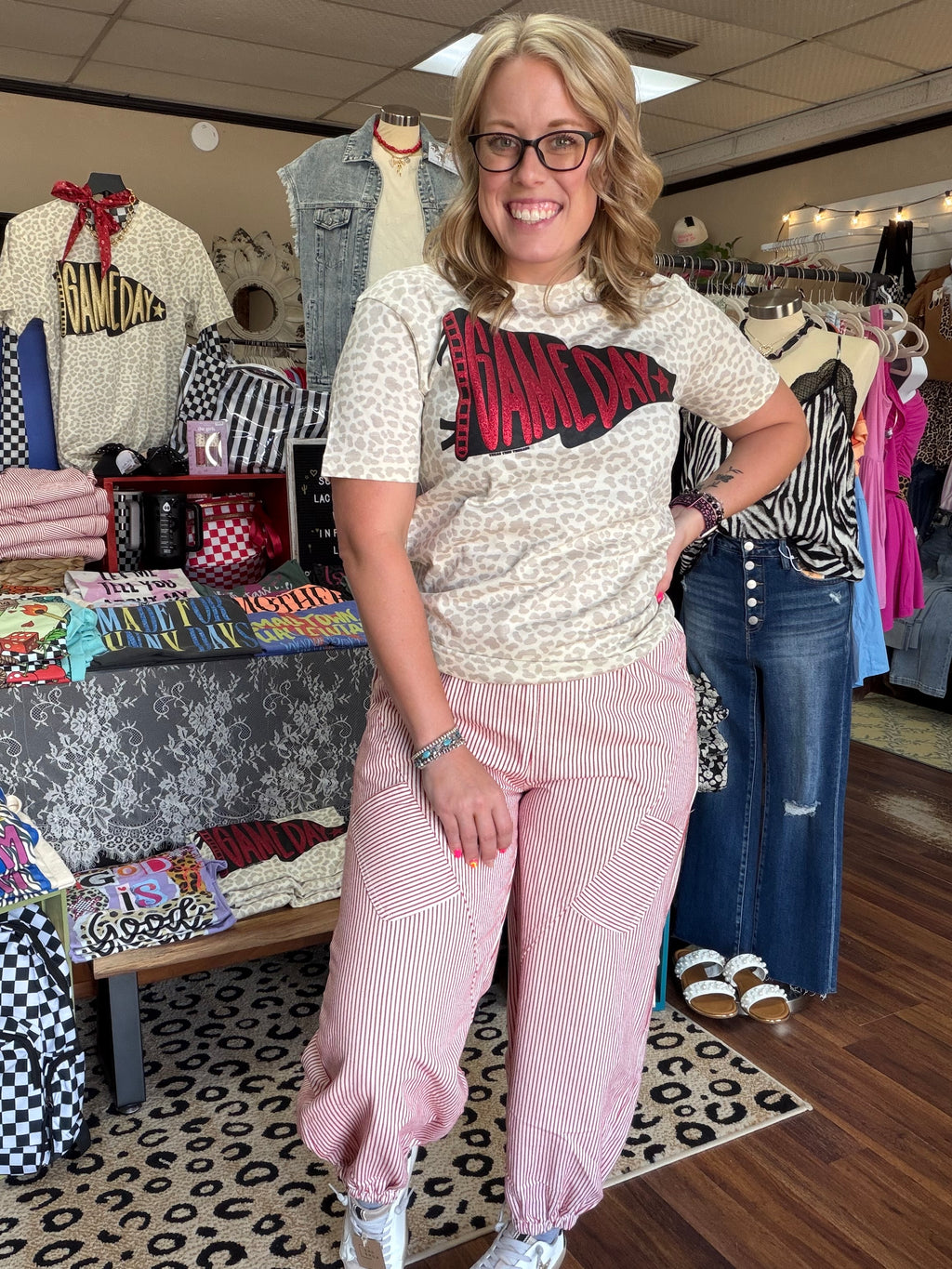 Red Stripe Patch Pants
