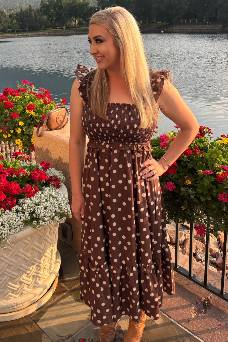 Mocha Dot Dress