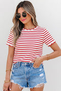 Stripe Scalloped Trim Top