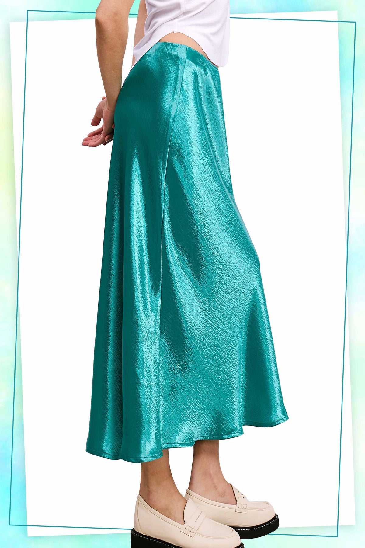 Silhouette Satin Skirt Midi