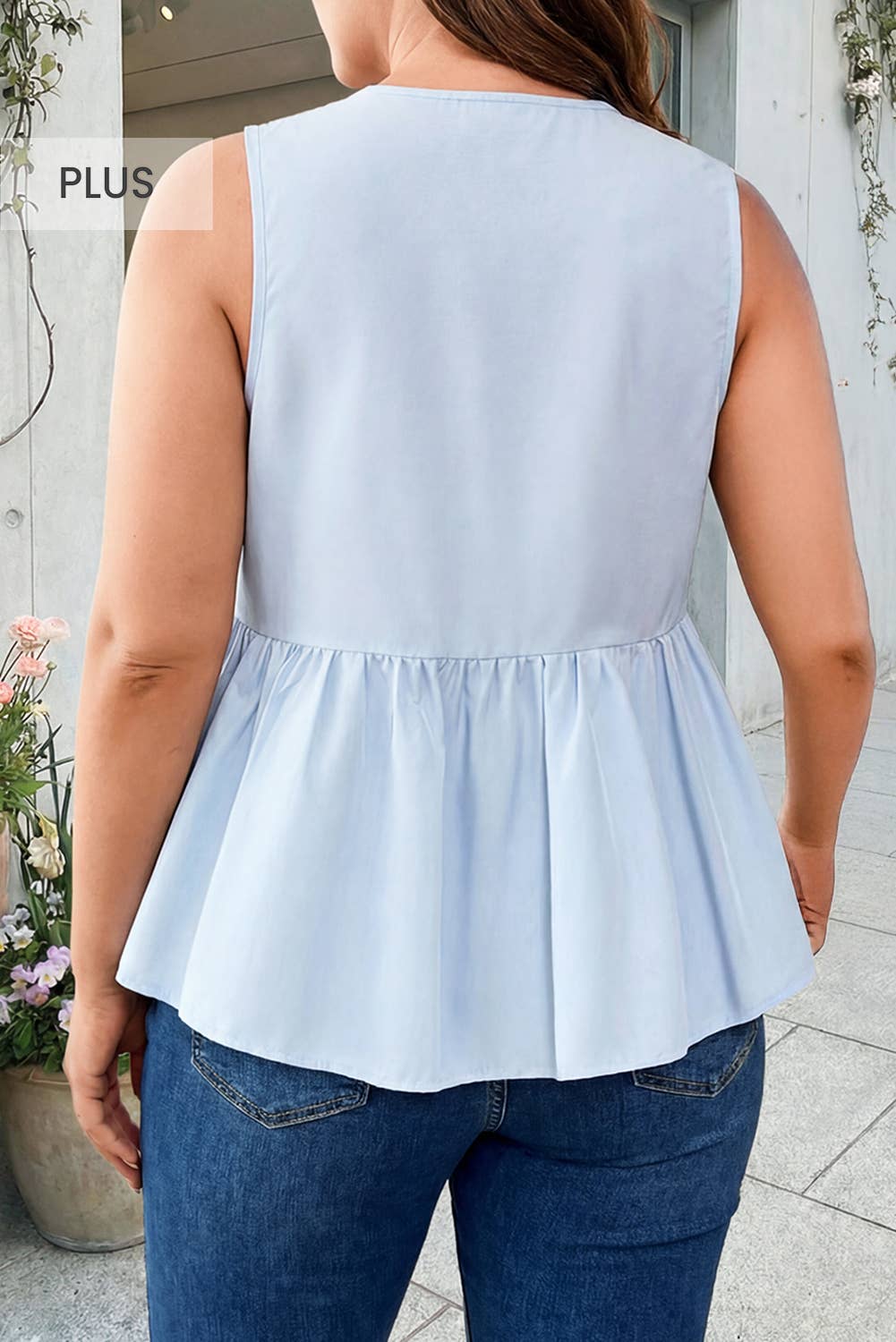 Plus Size Bow Peplum Tank Top
