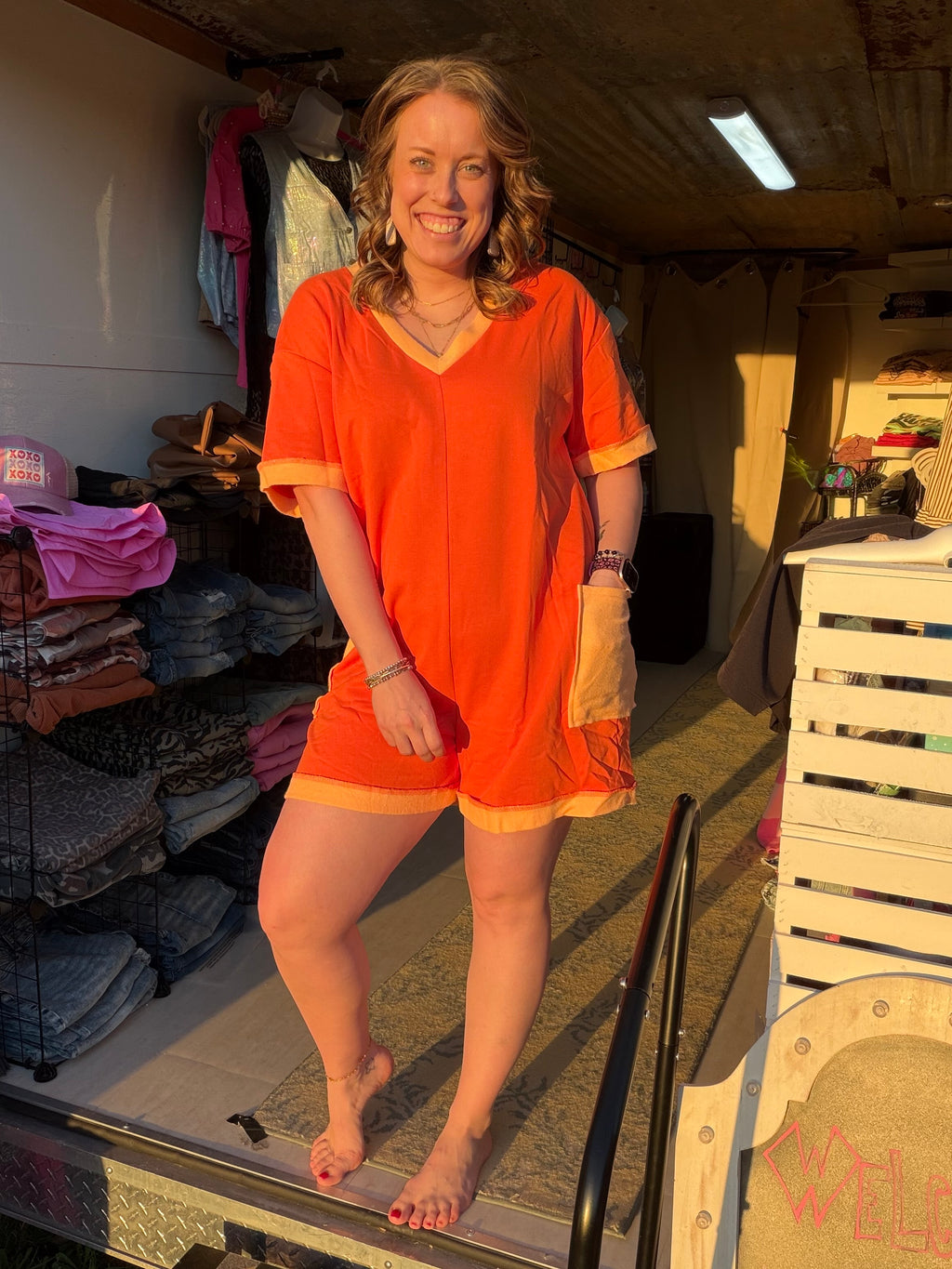 Orange Two Toned Romper