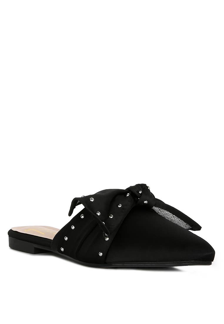 Studded Bow Flat Mules