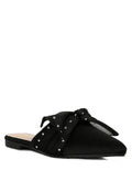 Studded Bow Flat Mules