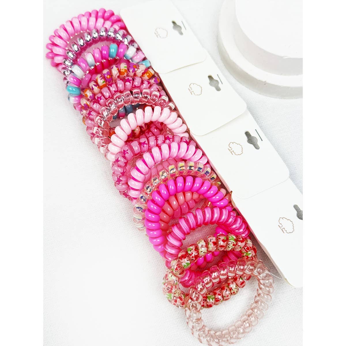 Hot Pink Mix Shades Spiral Hair Ties