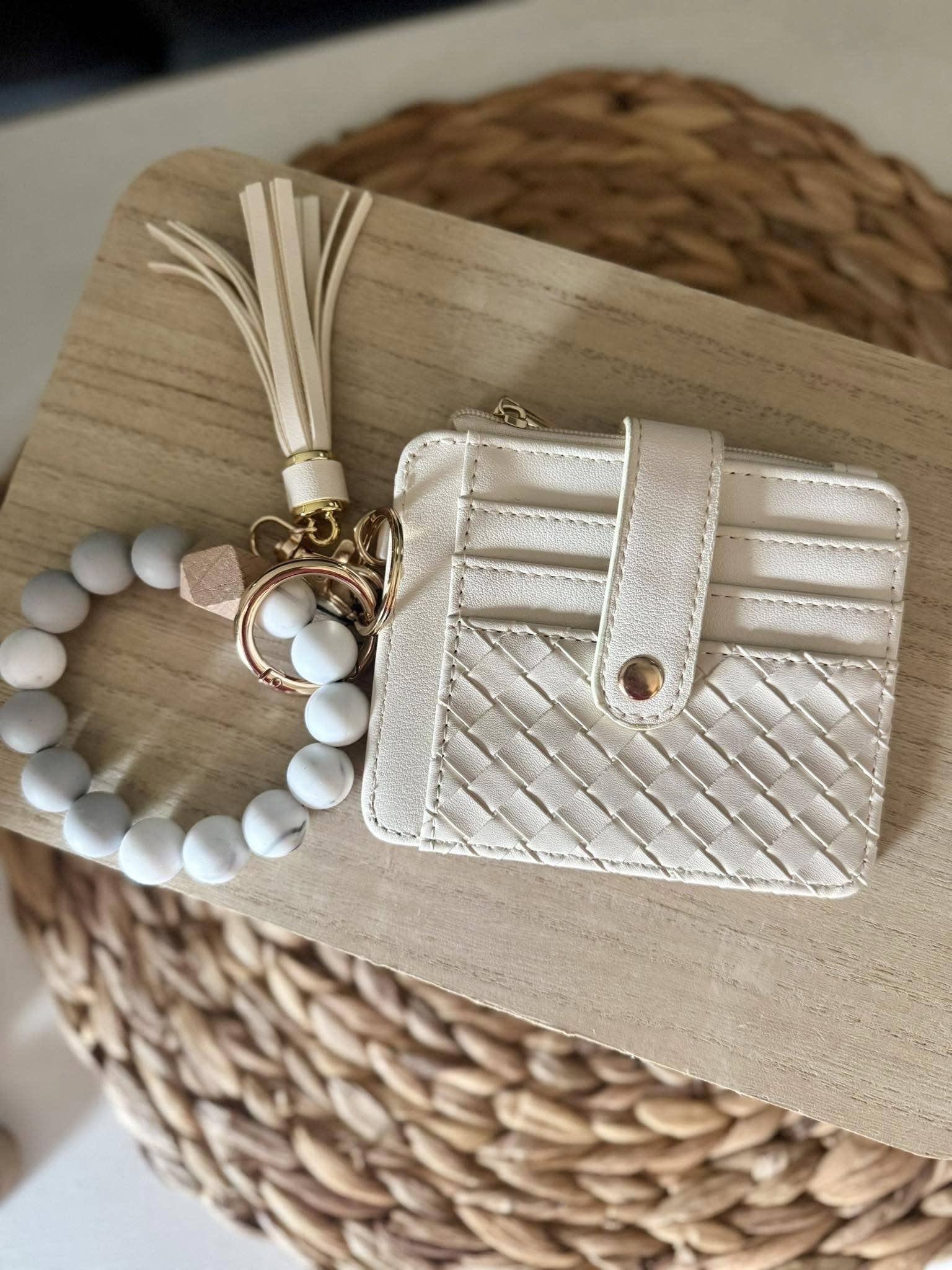 Quilted Nina Beaded Keychain Wallet