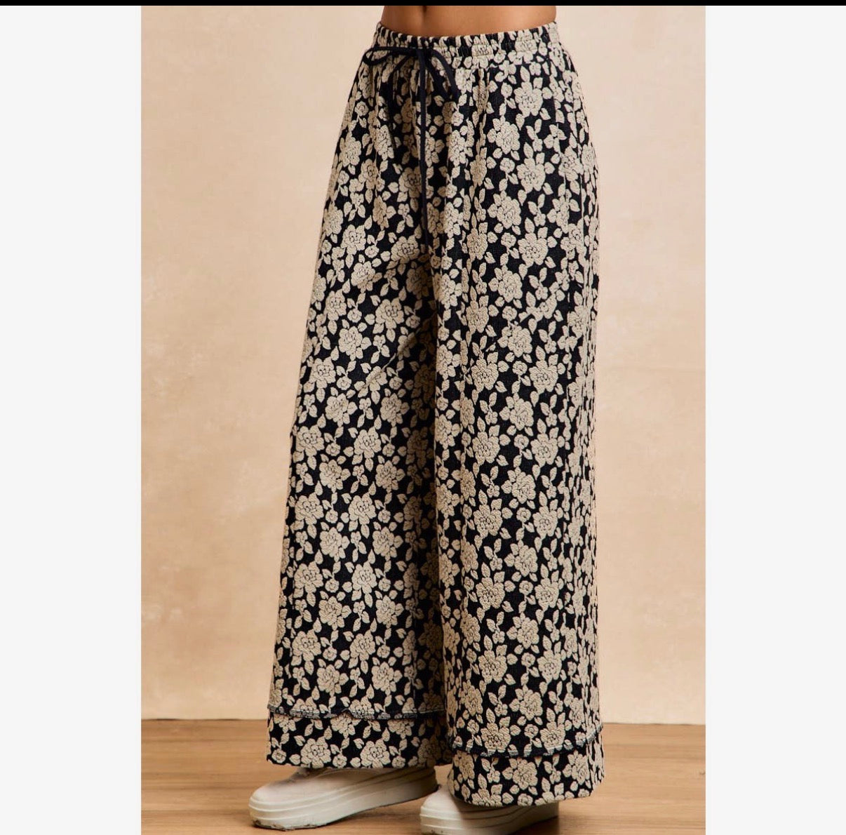 Floral Drawstring Wide Pants