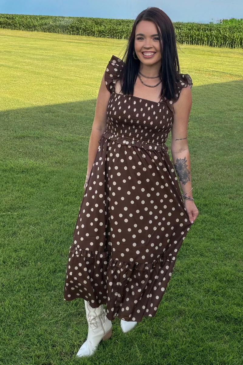 Mocha Dot Dress