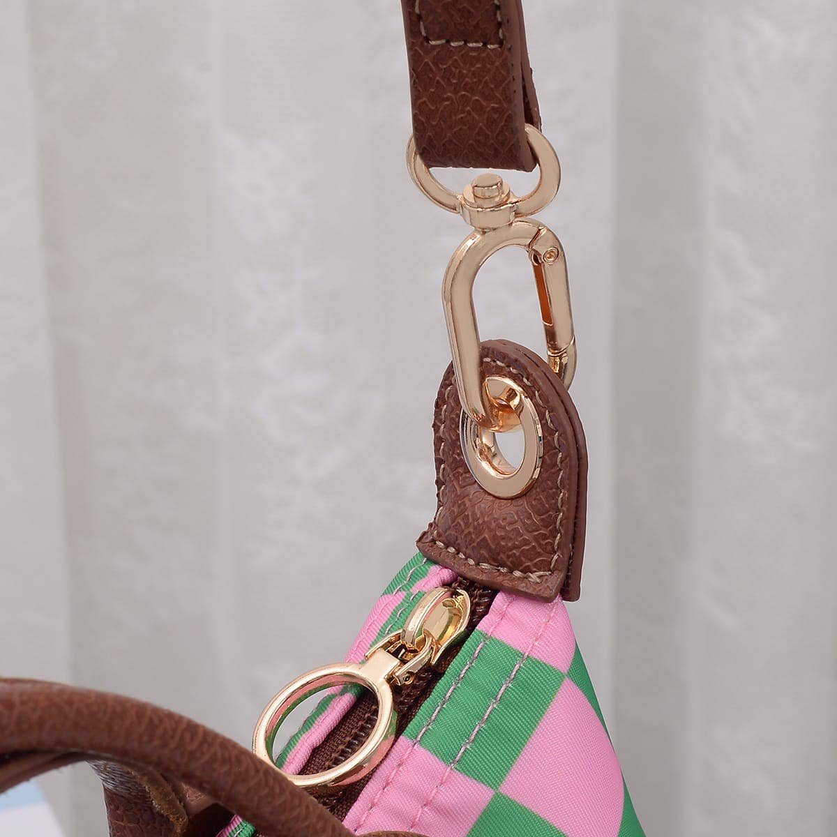 Amber Print Nylon Double Handle Crossbody Bag