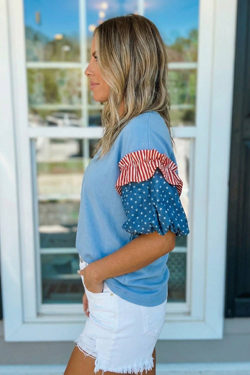 Stars & Stripes Puff Sleeve Top