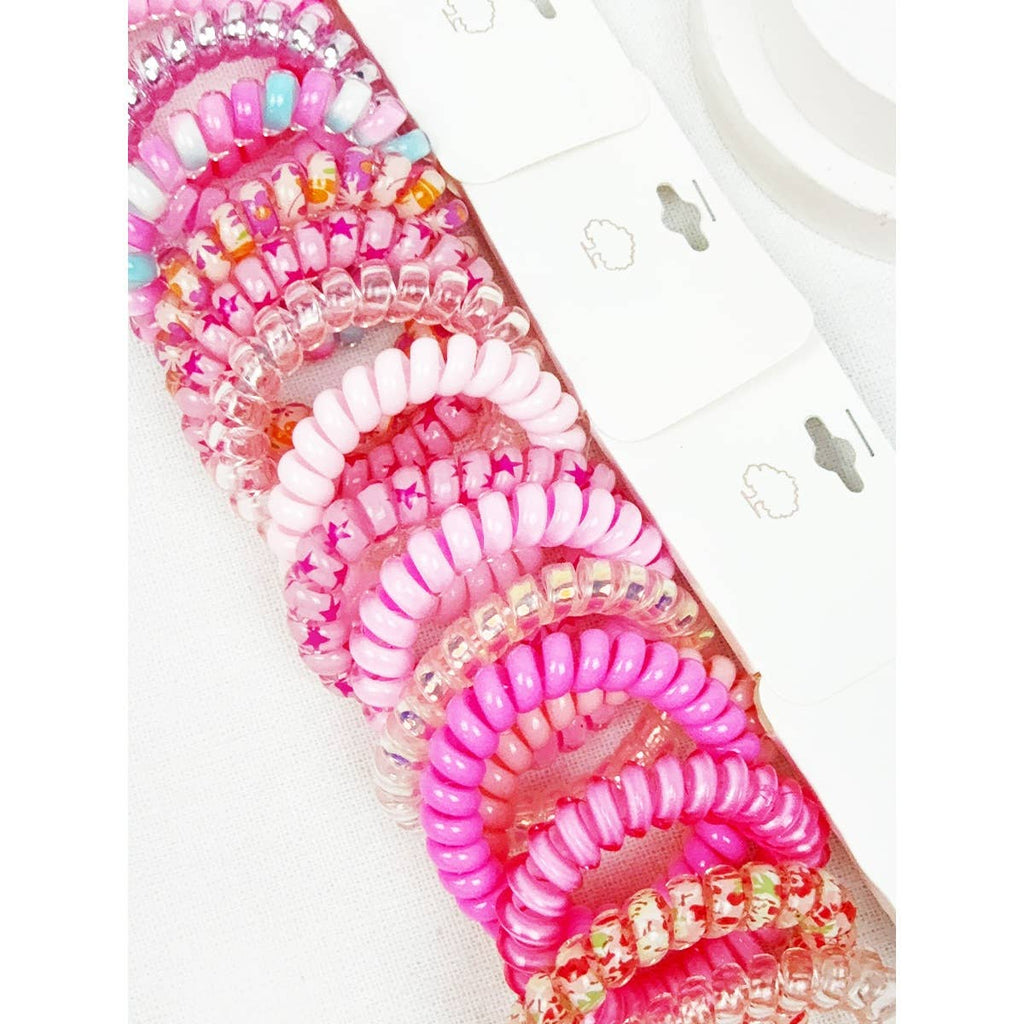 Hot Pink Mix Shades Spiral Hair Ties