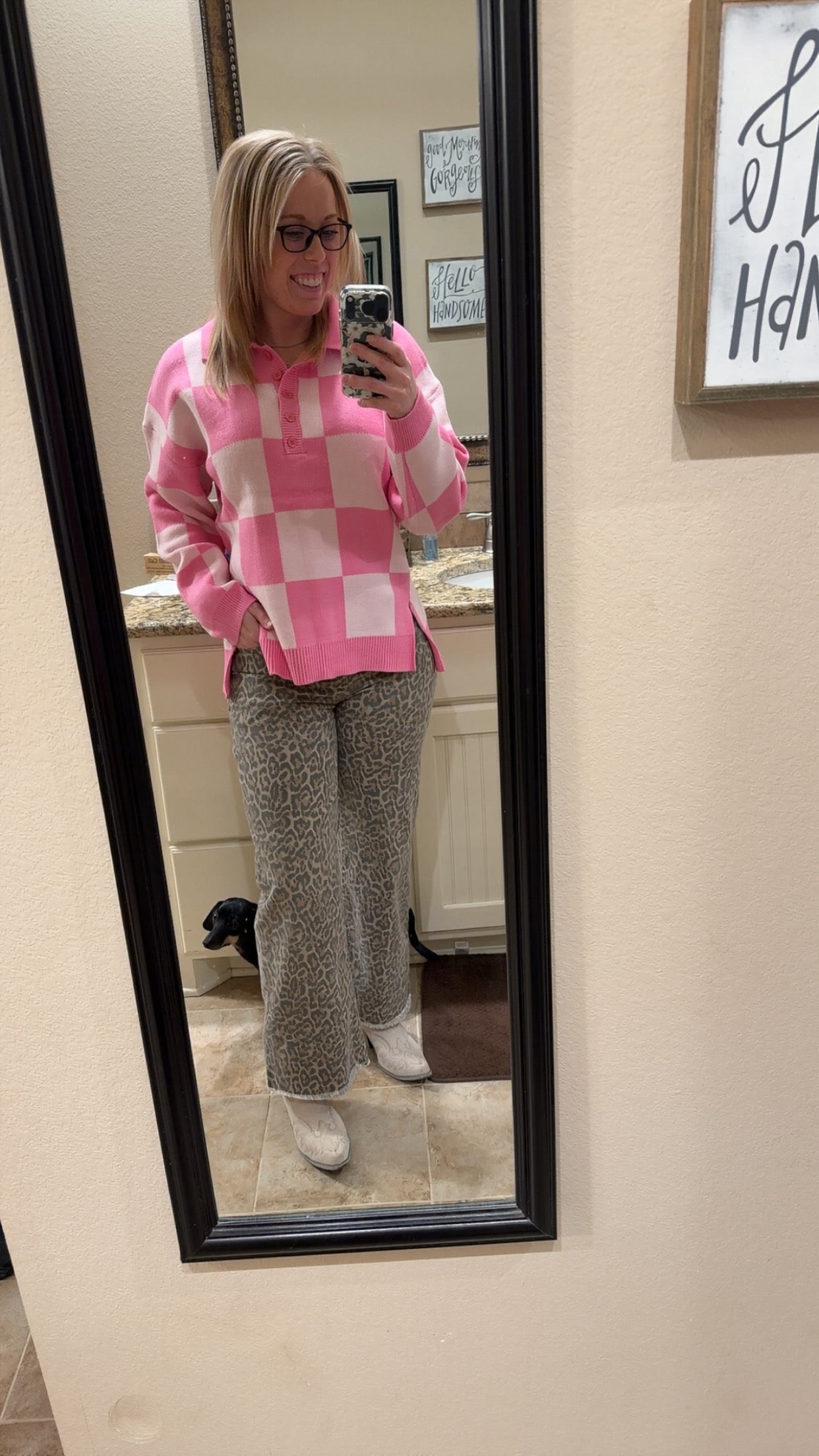 Pink checkered sweater