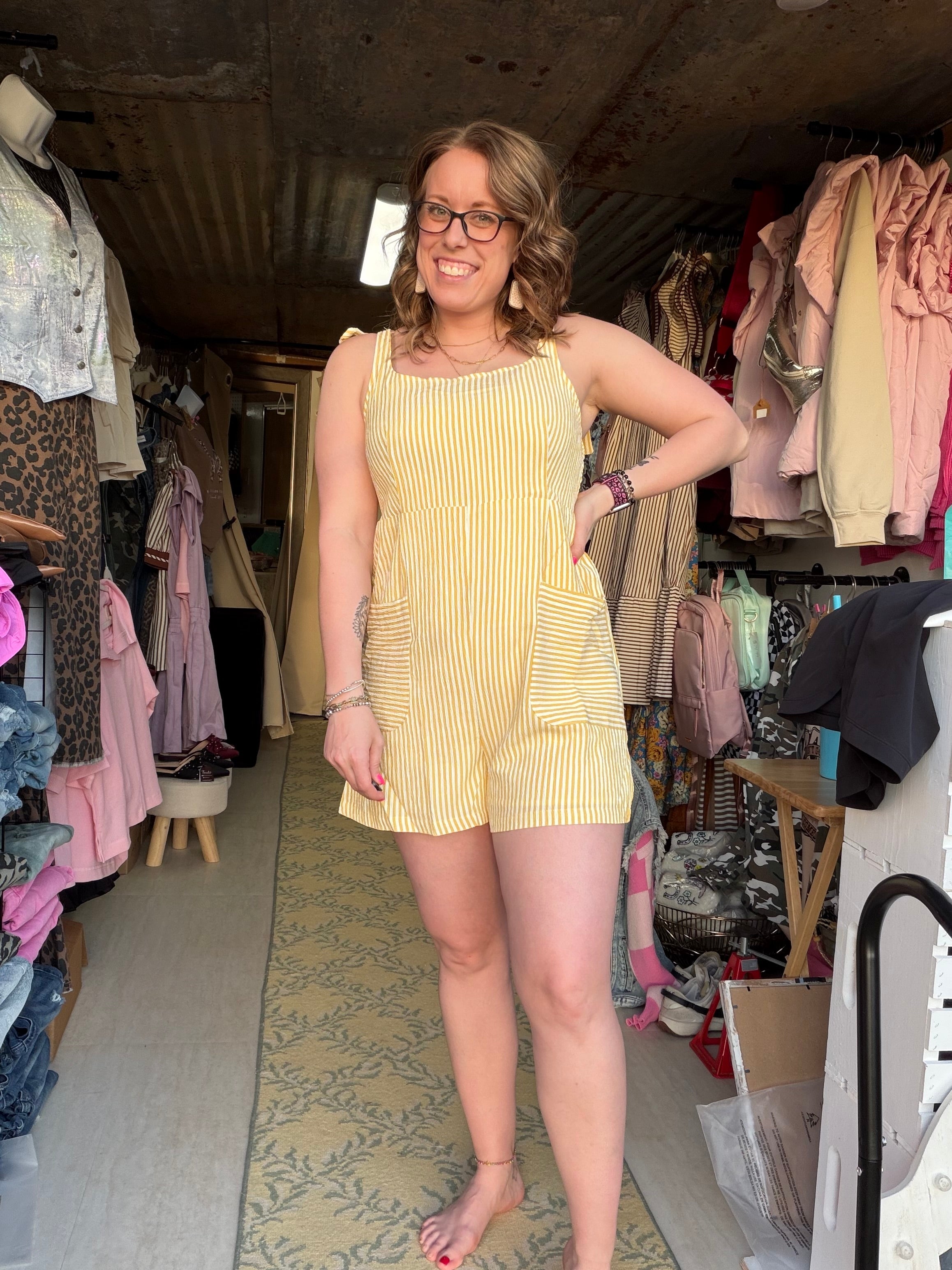 Yellow Stripe Romper