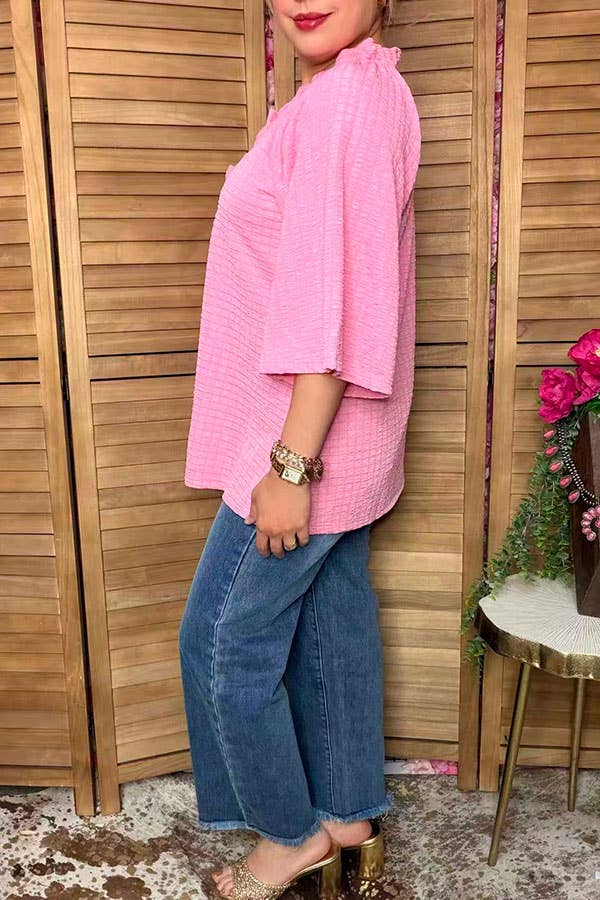Chic bubble crinkle top