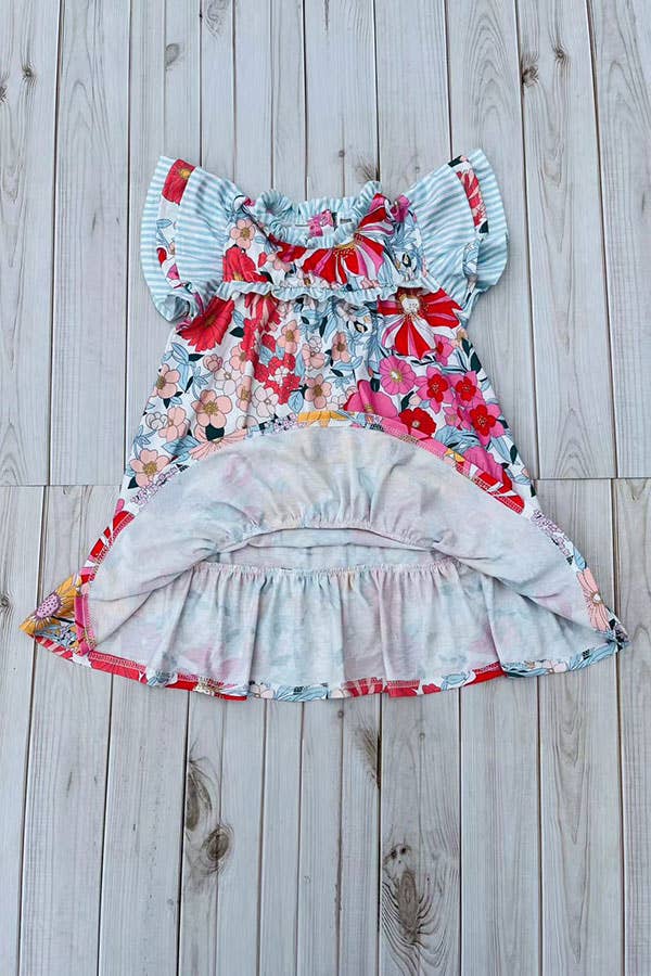 Girl’s floral printed smocked dress