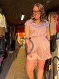 Lavender Front Zip Romper