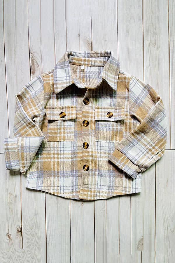 Brown plaid Flannel-kids