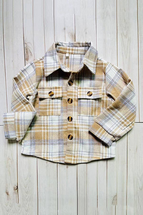 Brown plaid Flannel-kids