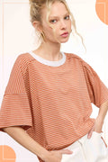 Basic Striped Drop Shoulder Top
