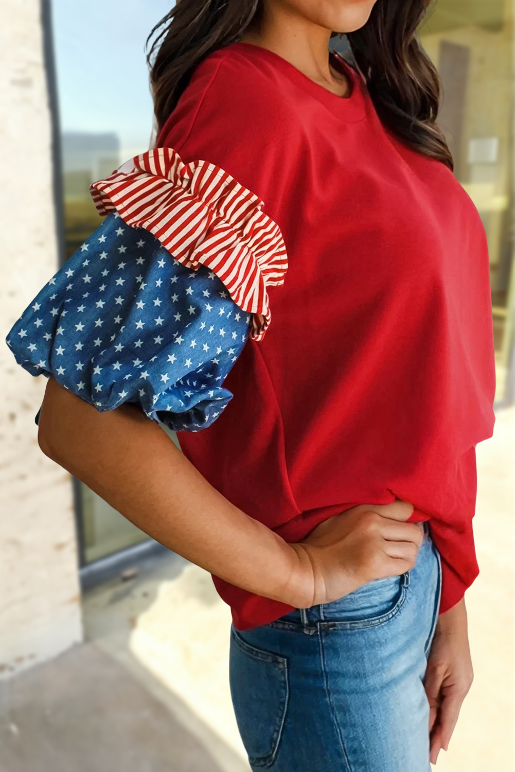 Stars & Stripes Puff Sleeve Top