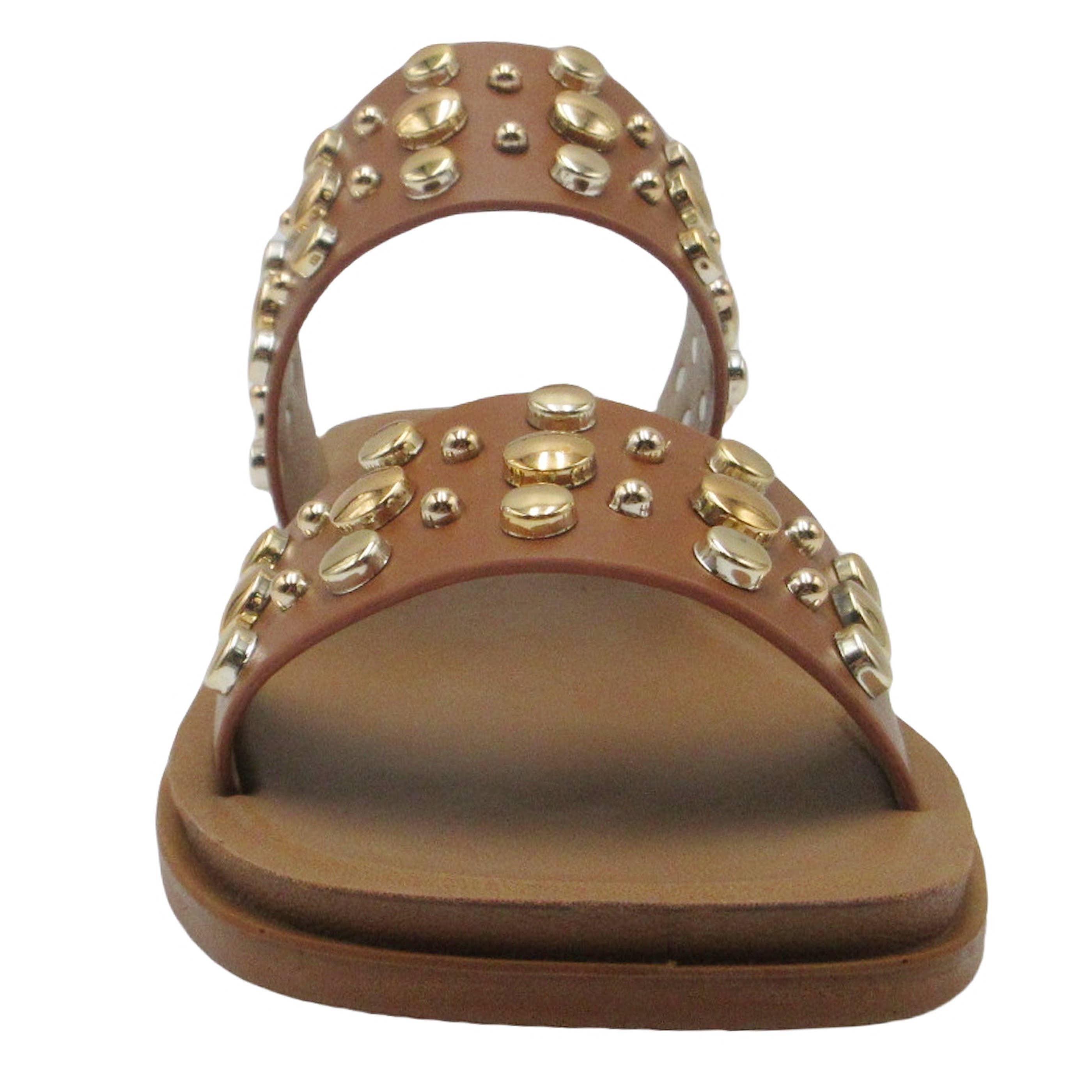Gold Studded Brown Sandal