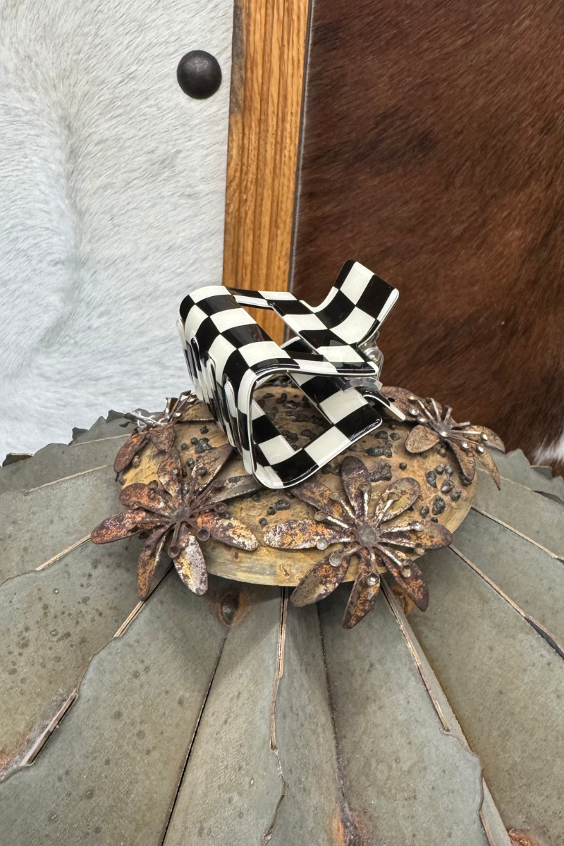 Mini Checked Funky Black Clip