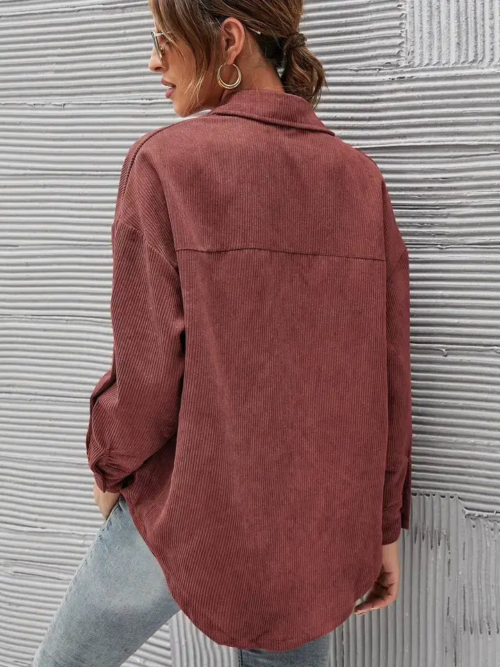 Corduroy Button-Down Oversized Top