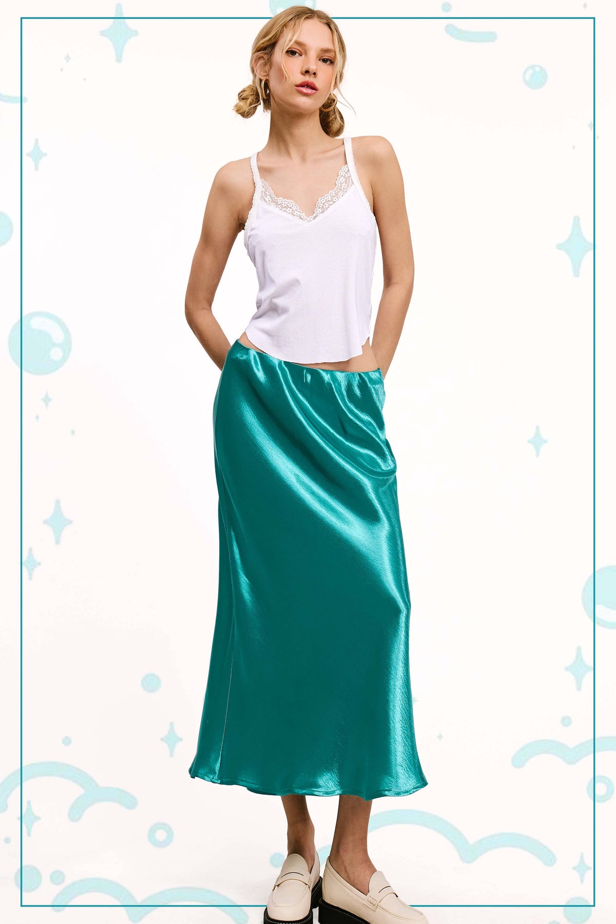Silhouette Satin Skirt Midi