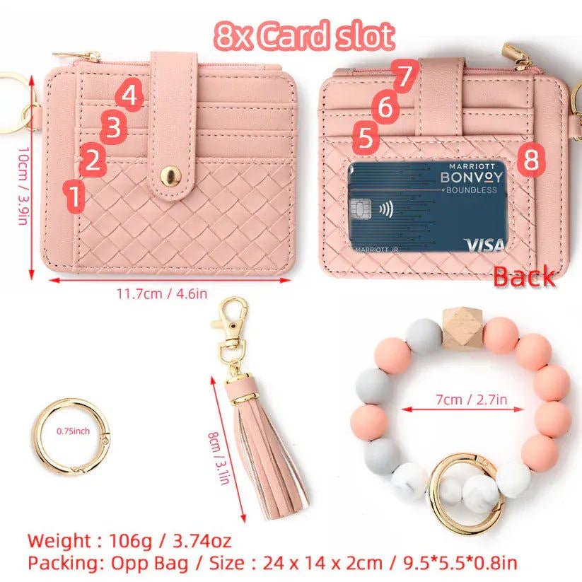 Quilted Nina Beaded Keychain Wallet