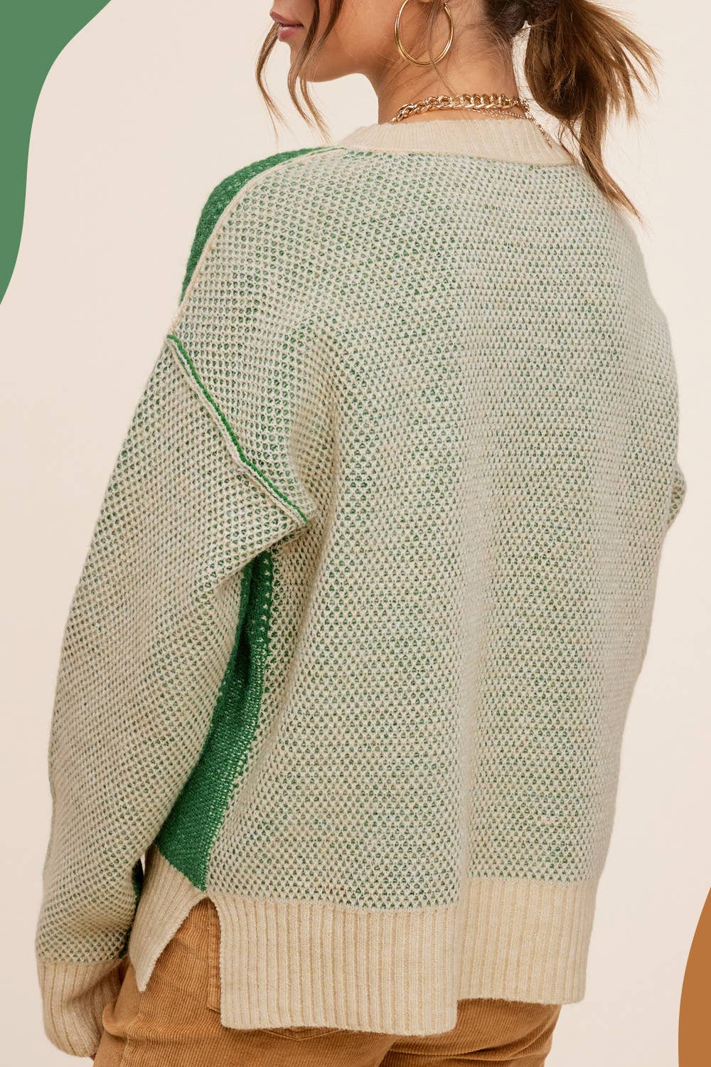 Color Block Round Neck Sweater