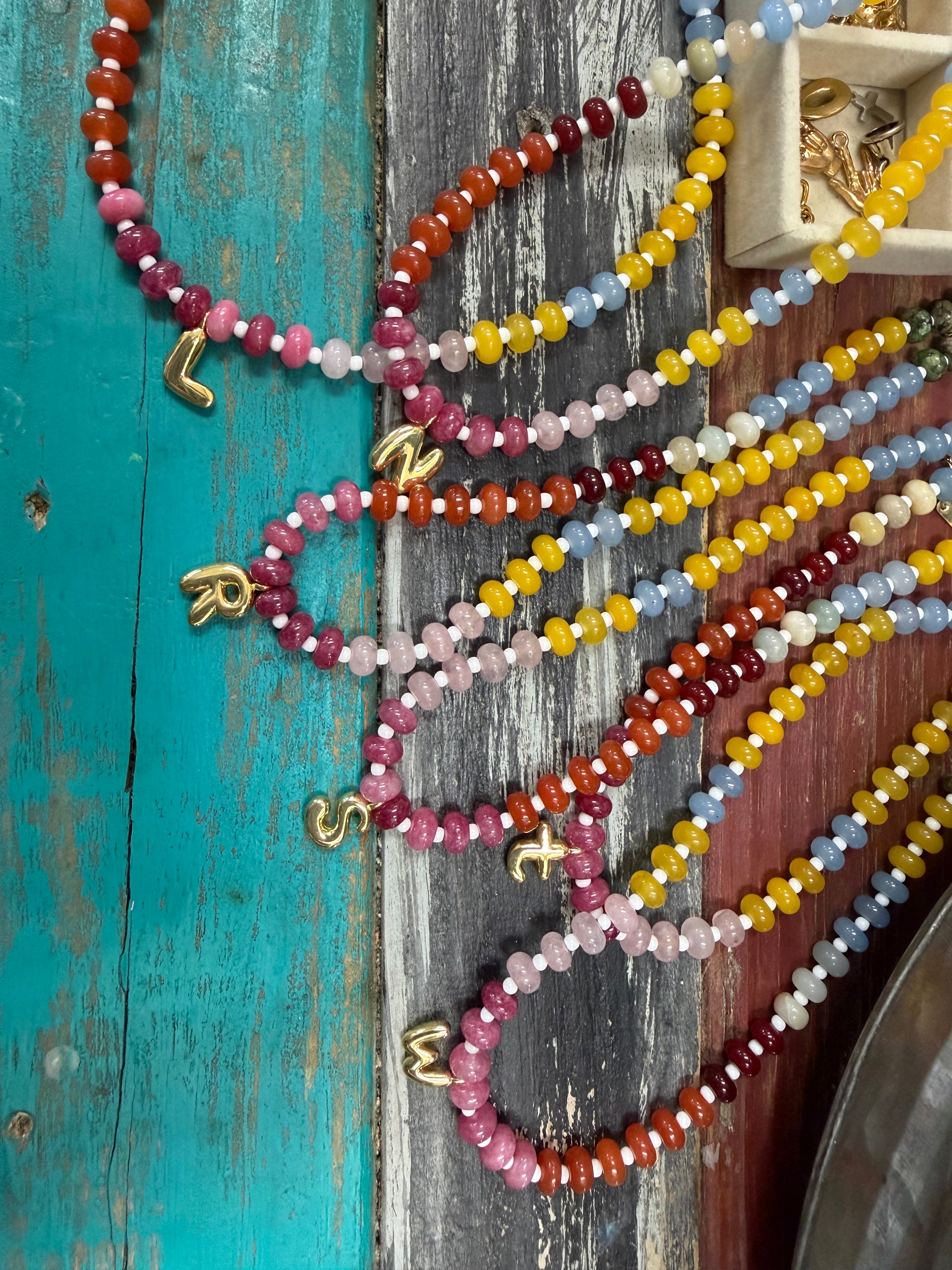 Colorful Bead Initial Necklace