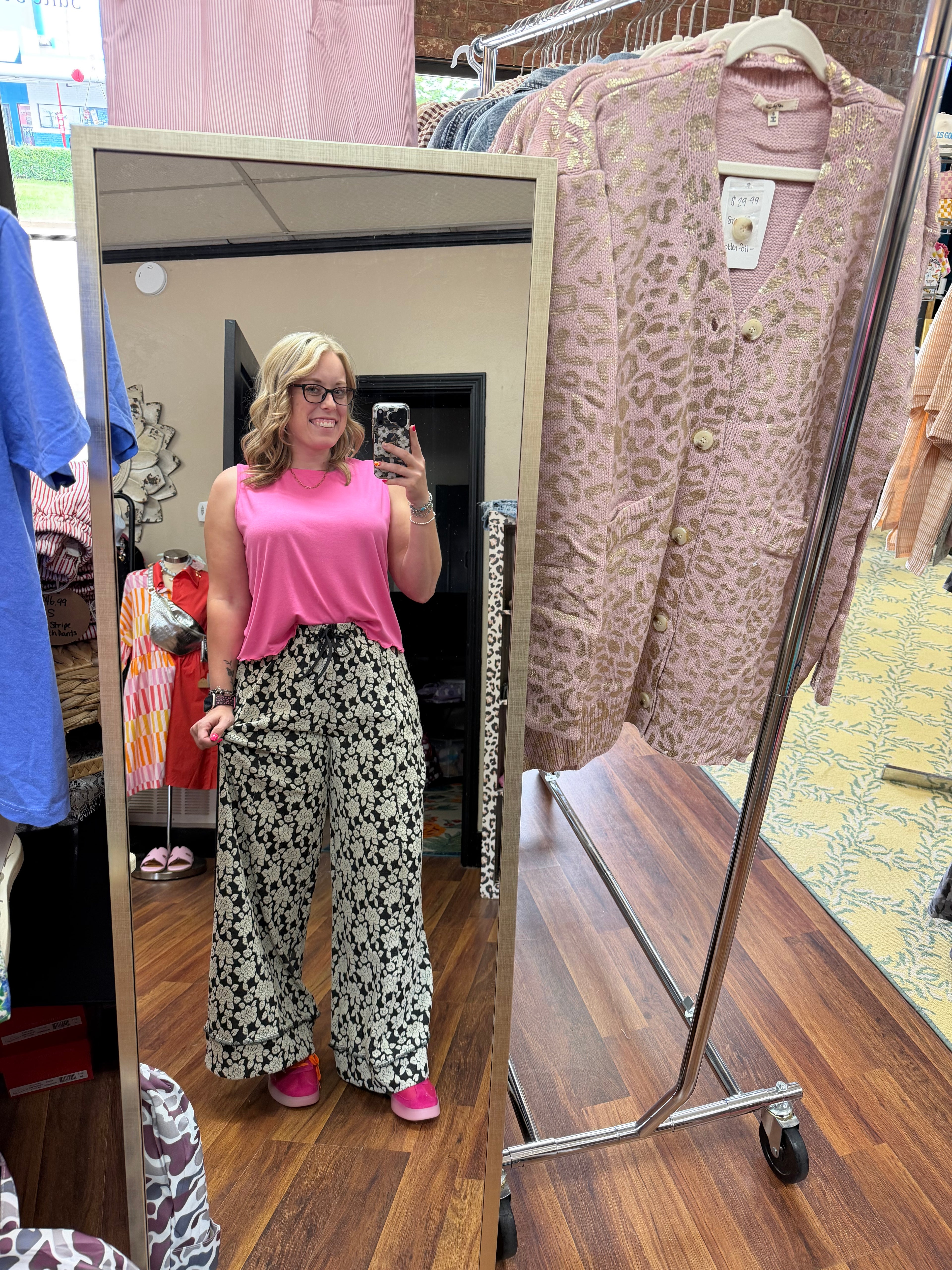 Floral Drawstring Wide Pants