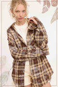 Plaid Acid Wash Rough Edge Button Down Top