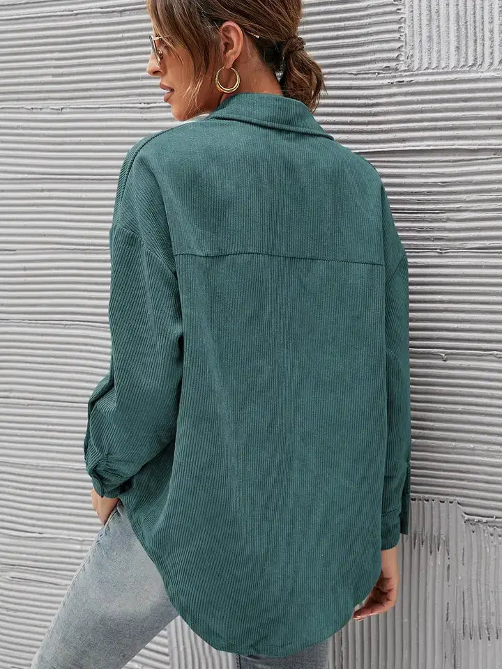 Corduroy Button-Down Oversized Top
