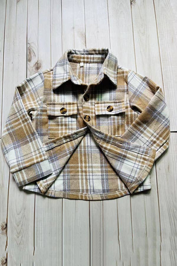 Brown plaid Flannel-kids